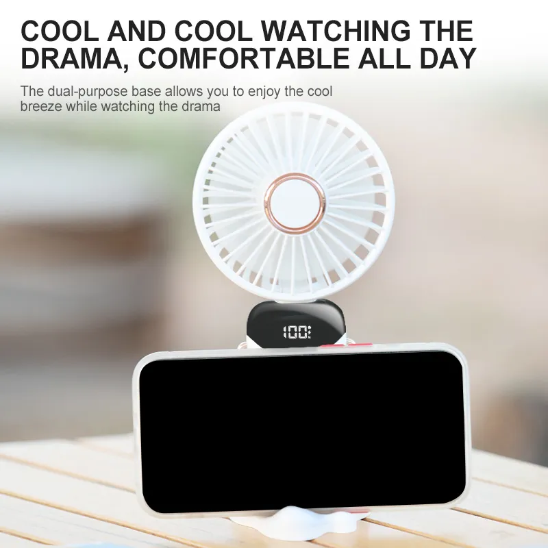 Mini Rechargeable Hand Fan with Digital Display